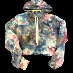 Divided H&M ice dyed crop hoodie sweatshirt XS OOAK